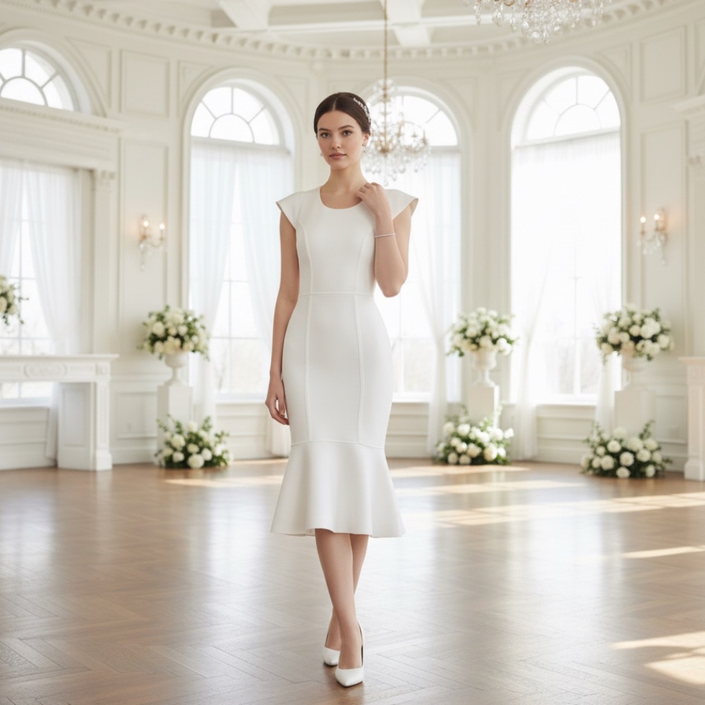 NEW with Tag! BCBGMAXAZRIA off white Bodycon , bandage dress midi